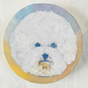 絵画 のおすすめ作品・人気作家 犬 油彩 絵画 『ビジョンフリーゼの肖像20261』原画 丸形アートパネル 直径15cmインテリア 絵画 インテリア絵画 アート