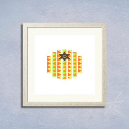 デジタルイラスト のおすすめ作品・人気作家 緑 黒 オレンジ カラフル デジタルアート フルーツ 切り絵 幾何学 貼り絵 黄 カラフル 2 インテリア絵画 アート