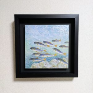 日本画 のおすすめ作品・人気作家 アートのある暮らし mineral 日本画 箔 縁起物 鉱物 青 鮎 遡上 インテリア絵画 アート