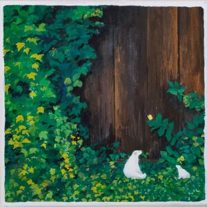 アクリル画 のおすすめ作品・人気作家 シロクマ ポーラーベア 庭 白熊 ちょうちょのいる庭 インテリア絵画 アート