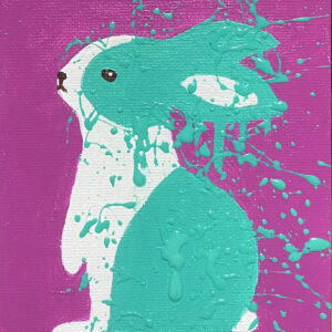 アクリル画 のおすすめ作品・人気作家 ピンク 動物 かわいい ウサギ エメラルド シンプル ミニインテリア ラビット インテリア絵画 アート