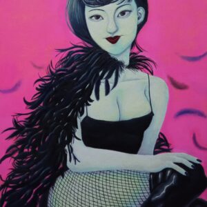 油絵 のおすすめ作品・人気作家 現代アート，ポップアート，油彩画，女性，カラス，羽，ロングブーツ， Lady Crow インテリア絵画 アート