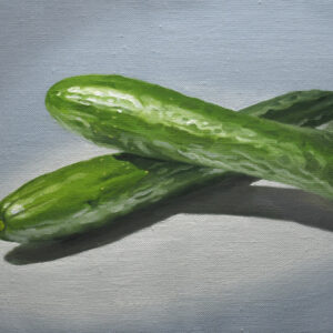 油絵 のおすすめ作品・人気作家 緑 写実 静物画 四葉きゅうり インテリア絵画 アート