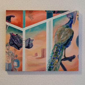 油絵 のおすすめ作品・人気作家 油彩 鳥 クジャク 回転扉 インテリア絵画 アート