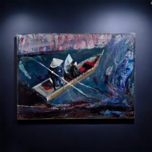 Uncategorized 画家岡山倉敷小舟美観地区日記絵一枚絵一点もの原画ライブペイントアクリル婚約船 Un par de momentos インテリア絵画 アート