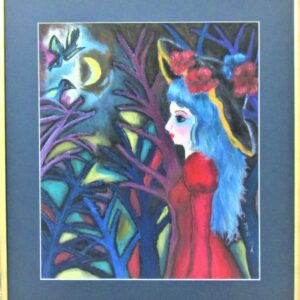 パステル画 のおすすめ作品・人気作家 パステル 少女 月 夜 青い髪の少女 インテリア絵画 アート