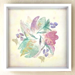 版画 のおすすめ作品・人気作家 花  可愛い おしゃれ カラフル パステル 日本画 木版画 蝶 額あり 私の小さな庭の物語 – A story of my little garden – インテリア絵画 アート