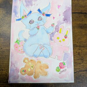 イラスト のおすすめ作品・人気作家 イラスト 水彩画 猫 アナログイラスト 手描きイラスト 苺 透明水彩 苺なキャンディちゃん インテリア絵画 アート