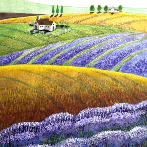 水彩画 のおすすめ作品・人気作家 ラベンダー丘畑田園風景イギリス ラベンダーの咲く丘 インテリア絵画 アート