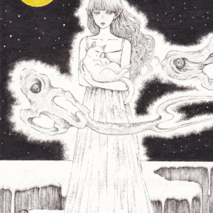 ペン画 ドローイングのおすすめ作品・人気作家 光 夜 星 少女 幻想 月 空 鬼火 月だけを頼りに インテリア絵画 アート