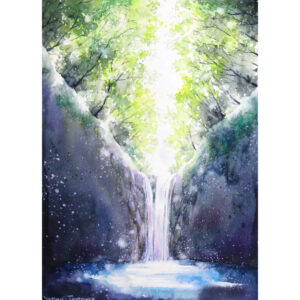 水彩画 のおすすめ作品・人気作家 イラスト 光 水彩画 緑 自然 アート 原画 川 日 森林 水彩 滝 水 絵画 陽 風景 風景画 光滝 インテリア絵画 アート