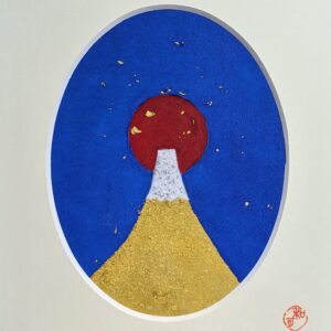 日本画 のおすすめ作品・人気作家 アートのある暮らし mineral パワーストーン 富士山 日本画 箔 縁起物 赤青 金 鉱物 初日の出A インテリア絵画 アート