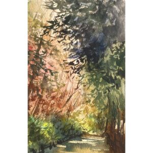 水彩画 のおすすめ作品・人気作家 木漏れ日 水彩画 水彩 風景 上水小道 インテリア絵画 アート