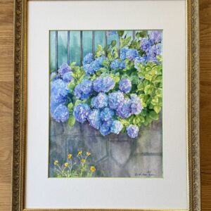 水彩画 のおすすめ作品・人気作家 水彩画 紫陽花 路地裏の紫陽花 インテリア絵画 アート