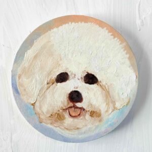 絵画 のおすすめ作品・人気作家 犬 犬 絵画 『ペロ』原画 油彩 直径20cm 犬 DOG 絵画 丸形アートパネル インテリア絵画 アート