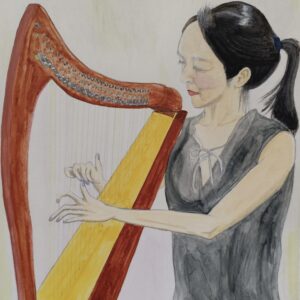 水彩画 のおすすめ作品・人気作家 女性 水彩 音楽 ハーピスト インテリア絵画 アート