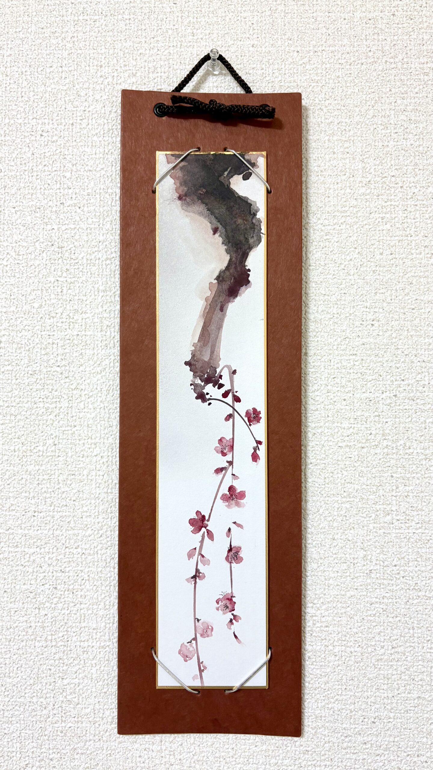 水墨画 のおすすめ作品・人気作家 赤 冬 和 梅 短冊　紅梅 インテリア絵画 アート