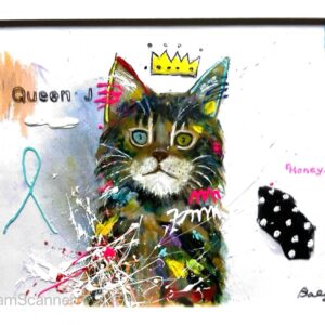 絵画 のおすすめ作品・人気作家 イラスト 動物 抽象画 猫 ポップアート 【Queen.J】A4サイズ額装付き インテリア絵画 アート