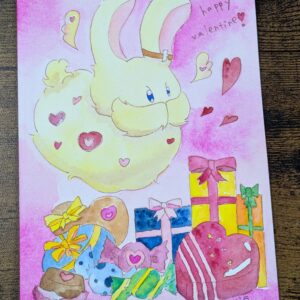 イラスト のおすすめ作品・人気作家 イラスト 水彩画 うさぎ アナログイラスト 手描きイラスト 透明水彩 バレンタインなメレンゲちゃん インテリア絵画 アート