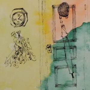 ペン画 ドローイングのおすすめ作品・人気作家 ペン画 傘 室内 水彩 傘 インテリア絵画 アート