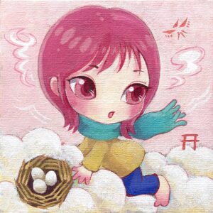 絵画 のおすすめ作品・人気作家 イラスト　絵画かわいい　神様　天上界 わたしたちの神話ー鴉 インテリア絵画 アート