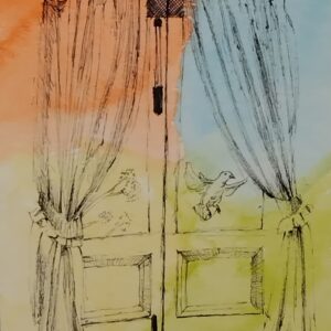 ペン画 ドローイングのおすすめ作品・人気作家 カーテン ペン画 水彩 カーテン インテリア絵画 アート