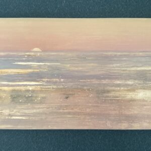 日本画 のおすすめ作品・人気作家 ピンク 海 パステルカラー 夕日 日本画 水平線 銀箔 銀色の海 インテリア絵画 アート