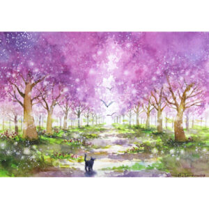 水彩画 のおすすめ作品・人気作家 イラスト 光 水彩画 猫 自然 花 アート 並木道 原画 日 明るい 春 桜 水彩 絵画 陽 風景 風景画 春風の散歩道 インテリア絵画 アート