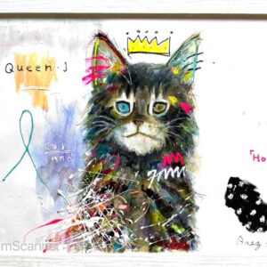 絵画 のおすすめ作品・人気作家 イラスト 動物 抽象画 犬 猫 ポップアート 【Queen.J】A4サイズ額装付き インテリア絵画 アート