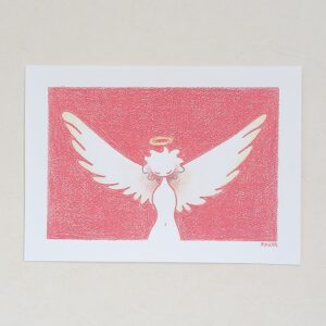 手描きイラスト のおすすめ作品・人気作家 赤 天使 色鉛筆画 翼 インテリア絵画 アート