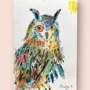 アクリル画 のおすすめ作品・人気作家 イラスト 動物 フクロウ 【フクロウ】ハガキサイズ インテリア絵画 アート