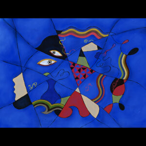 絵画 のおすすめ作品・人気作家 crack profile キュビズム シュルレアリスム ブルー 横顔 Woman in Profile インテリア絵画 アート