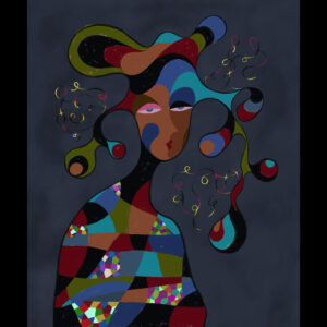 イラスト のおすすめ作品・人気作家 デジタル 女性 抽象画 contemporary feeling graphical カラフル キュビズム グラフィカル ジークレー ポートレイト 抽象 portrait_23 #05 インテリア絵画 アート