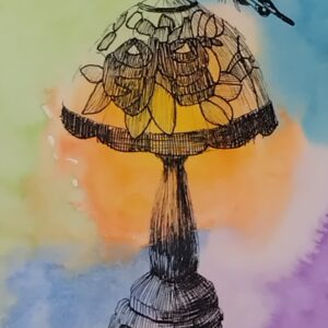 ペン画 ドローイングのおすすめ作品・人気作家 スタンド ペン画 水彩 蝶 スタンドと蝶 インテリア絵画 アート