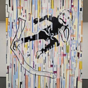 Uncategorized 人物アクリル画 Dry cloth kicking F8号サイズ インテリア絵画 アート