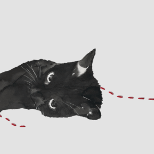 絵画 のおすすめ作品・人気作家 モノクロ 動物 猫 赤 27wtc インテリア シンプル 余白 刺繍 水墨画 黒猫 墨と縫 インテリア絵画 アート