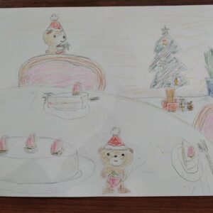 手描きイラスト のおすすめ作品・人気作家 クリスマスケーキくまイラスト クリスマスケーキ インテリア絵画 アート
