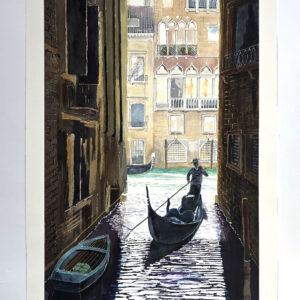 水彩画 のおすすめ作品・人気作家 ベネチュア，運河ゴンドラ世界遺産 ベネチュアの日常 インテリア絵画 アート
