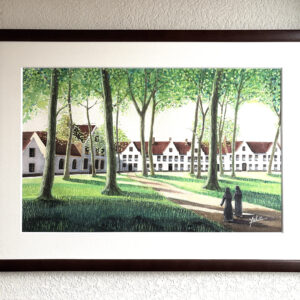 水彩画 のおすすめ作品・人気作家 ブルージュ世界遺産修道院木立修道女 ブルージュ/ペギン会修道院 インテリア絵画 アート