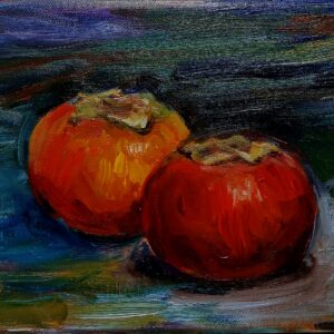 油絵 のおすすめ作品・人気作家 油彩 冬 冬の風物詩 果物 柿 落ち着き 柿 インテリア絵画 アート