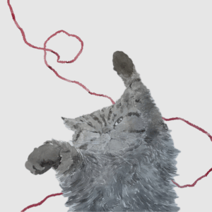 絵画 のおすすめ作品・人気作家 モノクロ 動物 猫 赤 27wtc へそ天 インテリア シンプル 余白 毛糸 水墨画 猫 赤い毛糸 インテリア絵画 アート