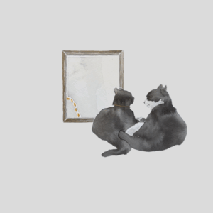 絵画 のおすすめ作品・人気作家 モノクロ 動物 猫 黄色 27wtc インテリア シンプル 余白 刺繍 水墨画 黒猫 寄り添う猫 インテリア絵画 アート