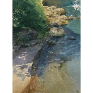 水彩画 のおすすめ作品・人気作家 水彩画 川 青 風景 初夏 インテリア絵画 アート