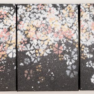 油絵 のおすすめ作品・人気作家 花 3連 さくら 夜桜 春 桜 Sakura インテリア絵画 アート