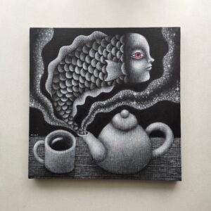 アクリル画 のおすすめ作品・人気作家 アクリル モノクロ 魚 ファンタジー 絵画 ほっとする時間 インテリア絵画 アート