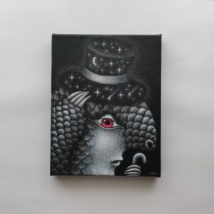 アクリル画 のおすすめ作品・人気作家 アクリル モノクロ 夜 ファンタジー 月 生き物 絵画 鱗 夜のシルクハット インテリア絵画 アート