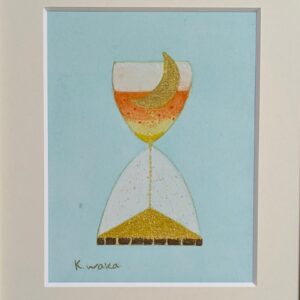 日本画 のおすすめ作品・人気作家 アートのある暮らし mineral オレンジ パワーストーン 三日月 日本画 砂時計 緑 白 金 鉱物 人生は砂時計 インテリア絵画 アート