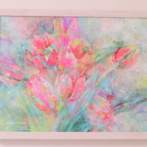 油絵 のおすすめ作品・人気作家 ピンク 抽象画 油絵 緑 花 赤 かわいい カラフル グリーン チューリップ パステルカラー レッド 春 癒し チューリップ インテリア絵画 アート