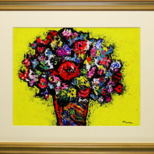 絵画 のおすすめ作品・人気作家 花 静物画色彩豊かな絵明るい絵 「Flowers」(NO.2608) / 6号F / ケント紙（0.5ミリ厚)にアクリル絵の具不透明 / 額付きー額はガラスでなくアクリル板付きです－額は取り寄せになりますので1週間ほどお待ち願います / 安本太ん 芸大卒 / 画像をクリックすると拡大画像になります インテリア絵画 アート