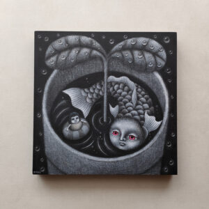 アクリル画 のおすすめ作品・人気作家 アクリル モノクロ 植物 魚 ファンタジー 絵画 芽生え インテリア絵画 アート